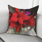 Red Amaryllis Print Pillow Cover