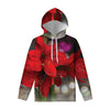 Red Amaryllis Print Pullover Hoodie