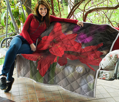 Red Amaryllis Print Quilt