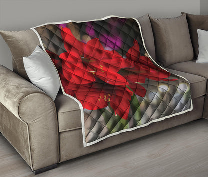Red Amaryllis Print Quilt