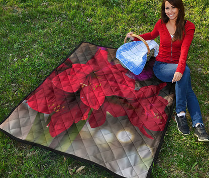 Red Amaryllis Print Quilt