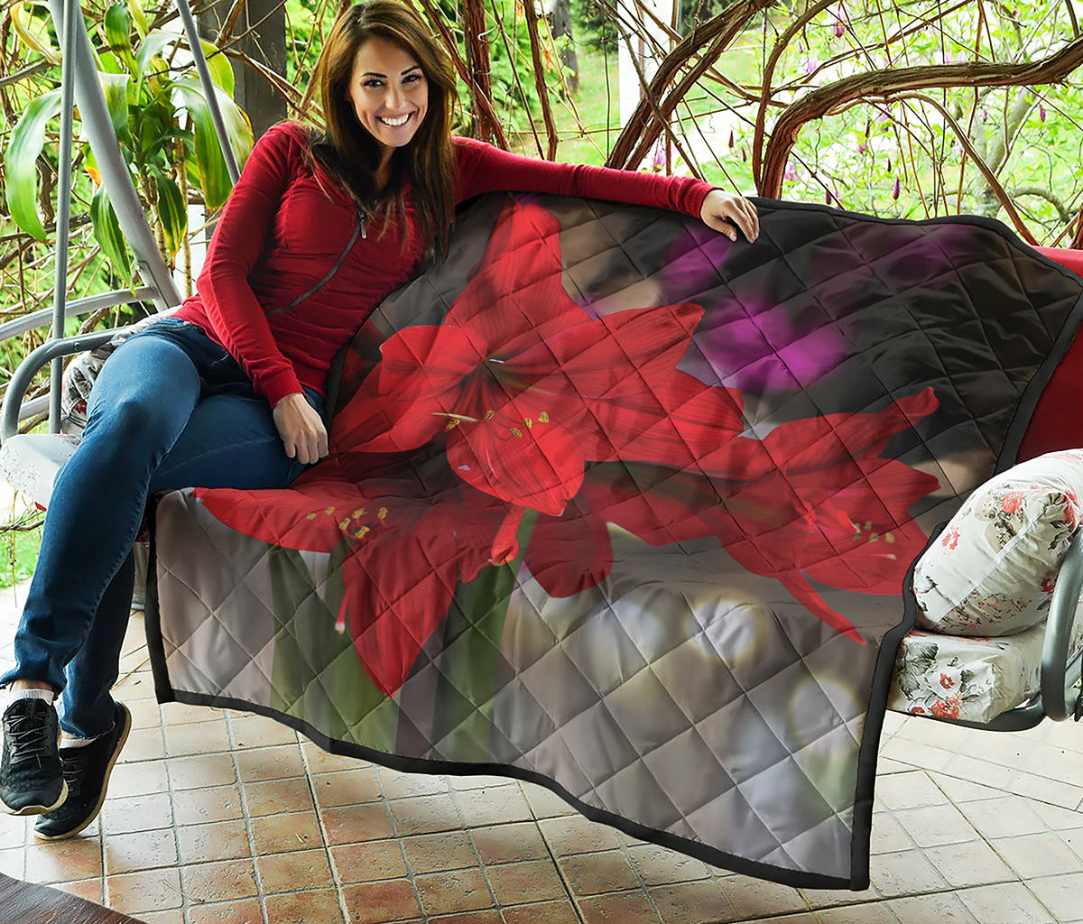 Red Amaryllis Print Quilt