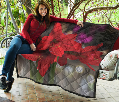 Red Amaryllis Print Quilt