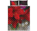 Red Amaryllis Print Quilt Bed Set