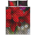 Red Amaryllis Print Quilt Bed Set