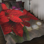 Red Amaryllis Print Quilt Bed Set