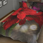 Red Amaryllis Print Quilt Bed Set