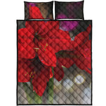 Red Amaryllis Print Quilt Bed Set