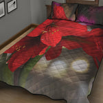 Red Amaryllis Print Quilt Bed Set
