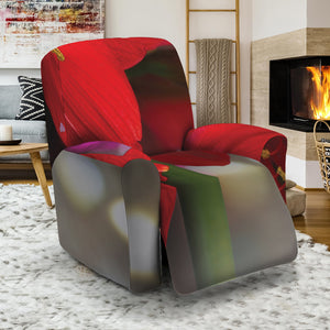 Red Amaryllis Print Recliner Slipcover