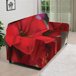 Red Amaryllis Print Sofa Cover