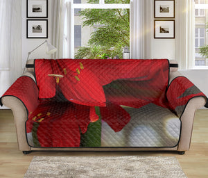 Red Amaryllis Print Sofa Protector