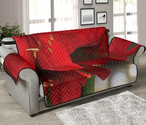 Red Amaryllis Print Sofa Protector