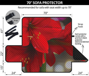 Red Amaryllis Print Sofa Protector