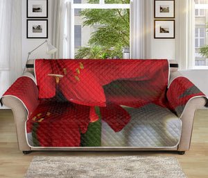 Red Amaryllis Print Sofa Protector