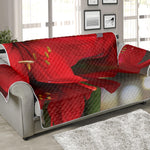 Red Amaryllis Print Sofa Protector