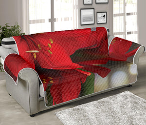 Red Amaryllis Print Sofa Protector