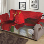 Red Amaryllis Print Sofa Protector