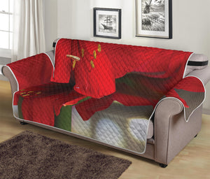 Red Amaryllis Print Sofa Protector