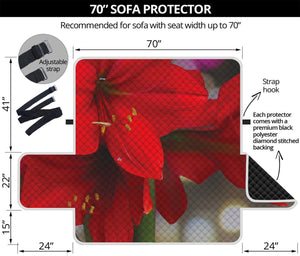 Red Amaryllis Print Sofa Protector