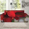 Red Amaryllis Print Sofa Slipcover