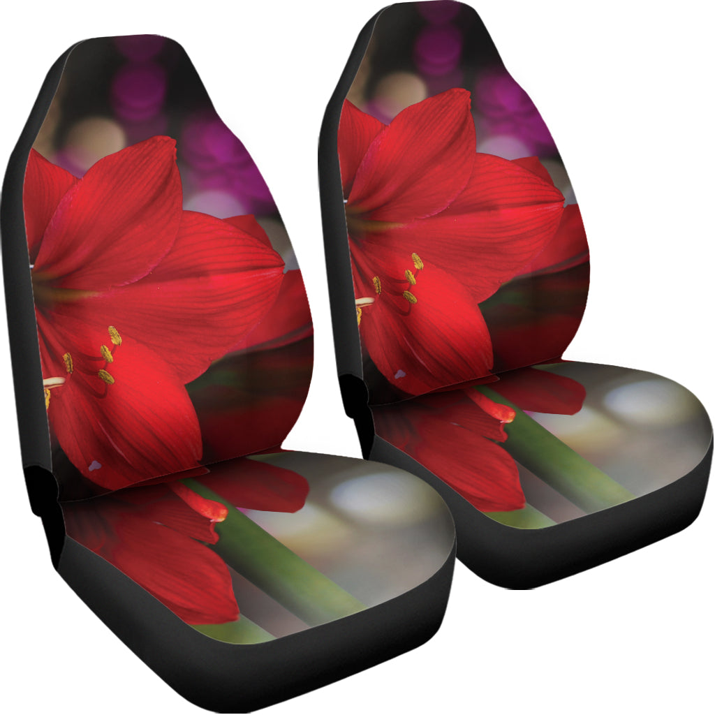 Red Amaryllis Print Universal Fit Car Seat Covers