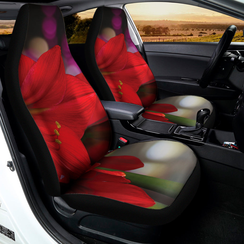 Red Amaryllis Print Universal Fit Car Seat Covers