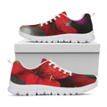 Red Amaryllis Print White Running Shoes
