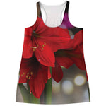 Red Amaryllis Print Women's Racerback Tank Top