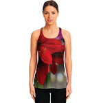 Red Amaryllis Print Women's Racerback Tank Top