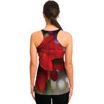 Red Amaryllis Print Women's Racerback Tank Top