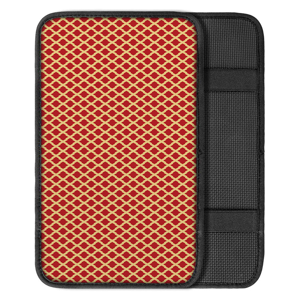 Red And Beige Japanese Pattern Print Car Center Console Cover