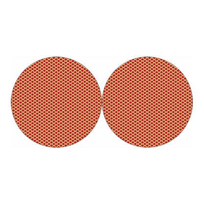 Red And Beige Japanese Pattern Print Car Coasters