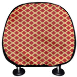 Red And Beige Japanese Pattern Print Car Headrest Covers