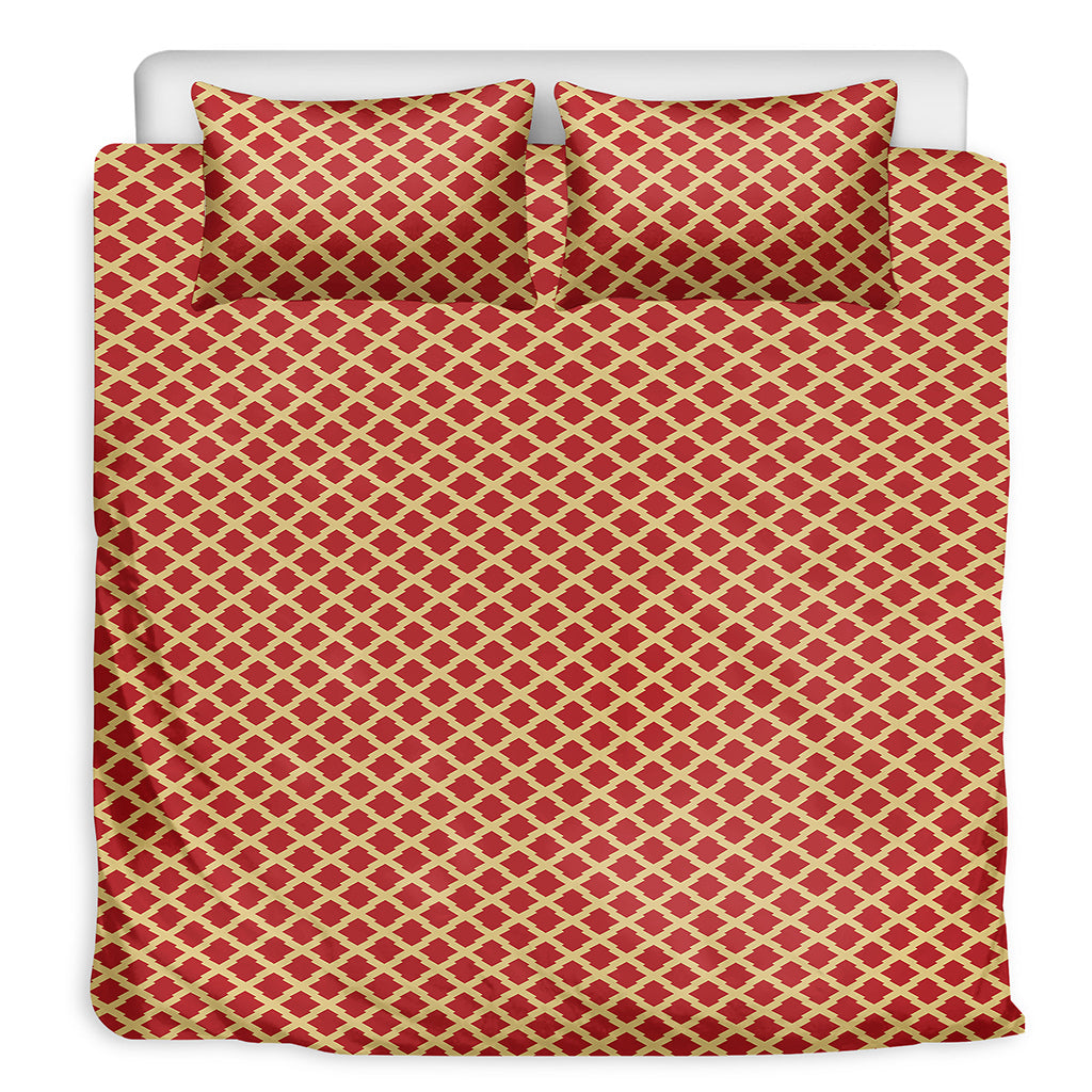 Red And Beige Japanese Pattern Print Duvet Cover Bedding Set