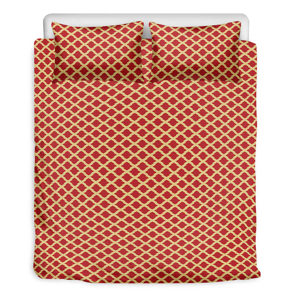 Red And Beige Japanese Pattern Print Duvet Cover Bedding Set