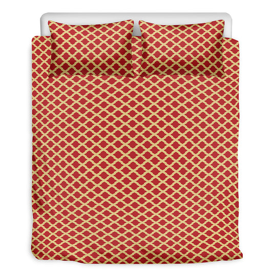 Red And Beige Japanese Pattern Print Duvet Cover Bedding Set