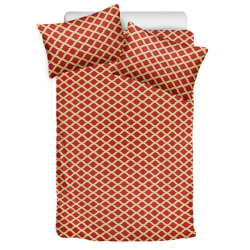 Red And Beige Japanese Pattern Print Duvet Cover Bedding Set