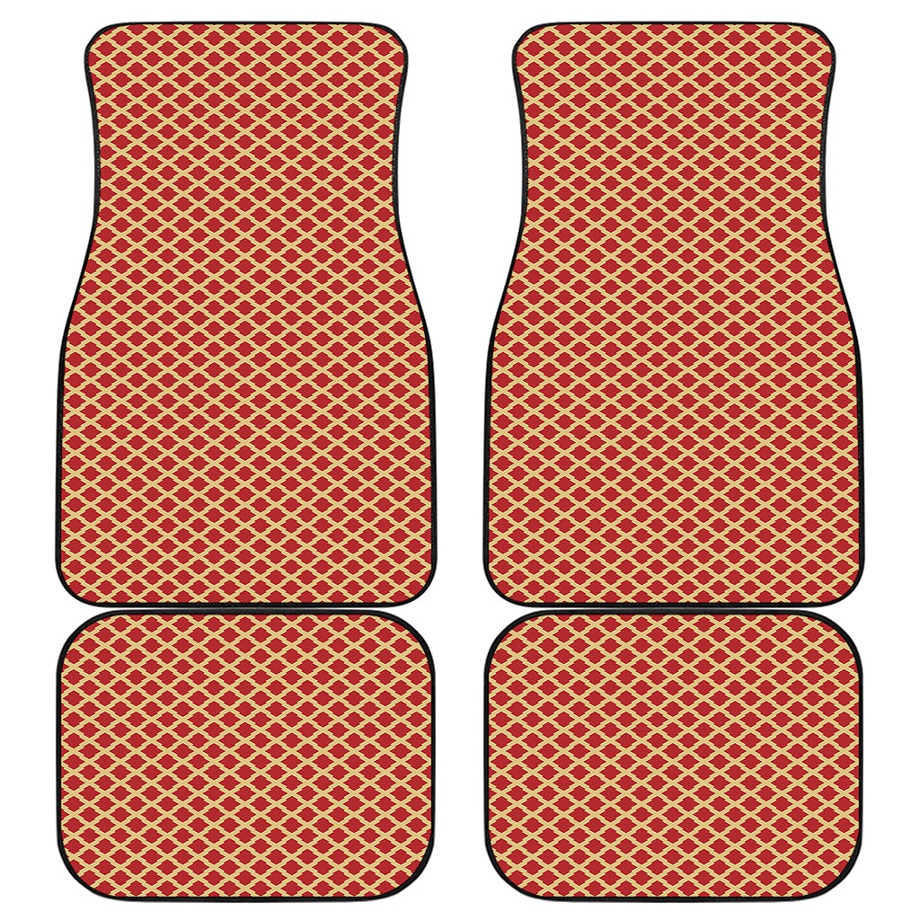 Red And Beige Japanese Pattern Print Front and Back Car Floor Mats