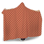Red And Beige Japanese Pattern Print Hooded Blanket