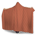 Red And Beige Japanese Pattern Print Hooded Blanket