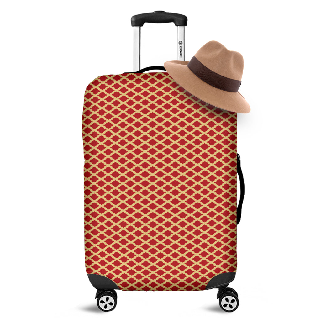Red And Beige Japanese Pattern Print Luggage Cover