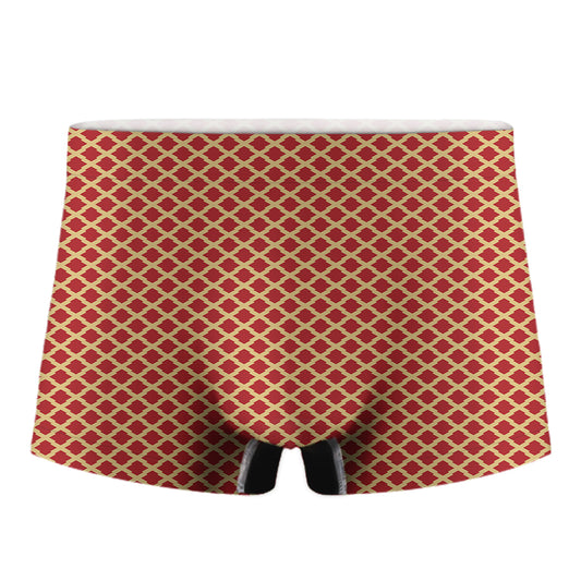Red And Beige Japanese Pattern Print Men's Boxer Briefs