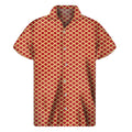 Red And Beige Japanese Pattern Print Men's Short Sleeve Shirt