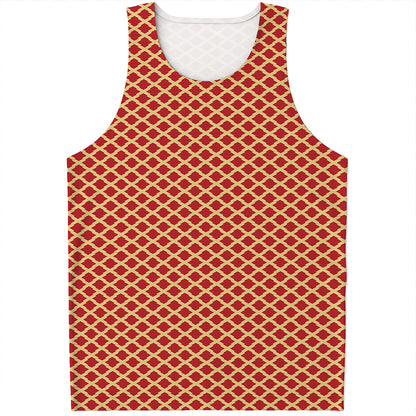 Red And Beige Japanese Pattern Print Men's Tank Top