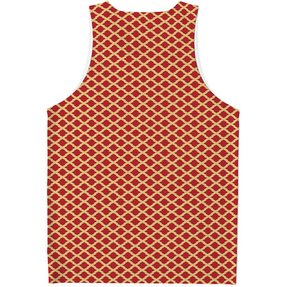 Red And Beige Japanese Pattern Print Men's Tank Top