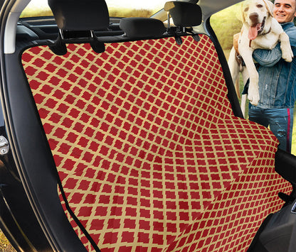 Red And Beige Japanese Pattern Print Pet Car Back Seat Cover