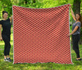 Red And Beige Japanese Pattern Print Quilt