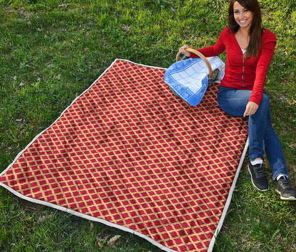 Red And Beige Japanese Pattern Print Quilt