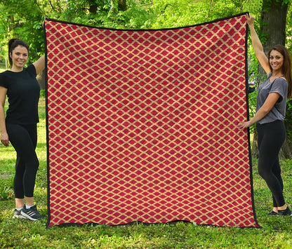 Red And Beige Japanese Pattern Print Quilt